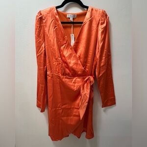 She+Sky Orange Wrap Dress Size L